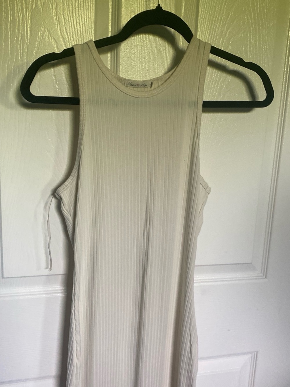 Heart Hips Cream Ribbed High-Neck Tank Dress
